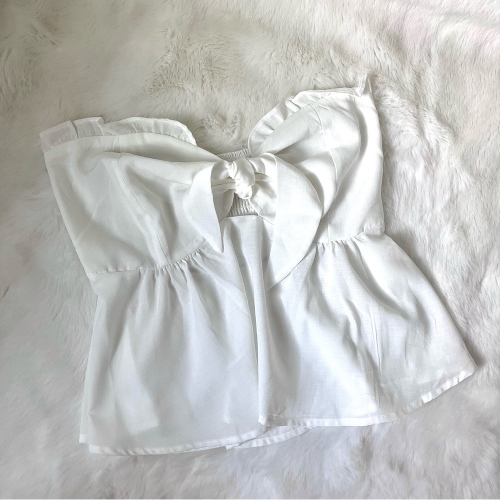 SHEIN Strapless White Blouse NWOT